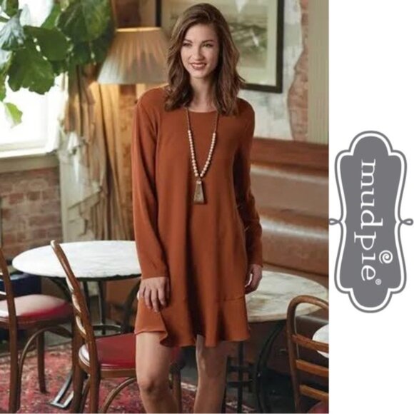 Mudpie | Women's Rust Fashion Jesse Flounce Dress | Size Small - Picture 1 of 8